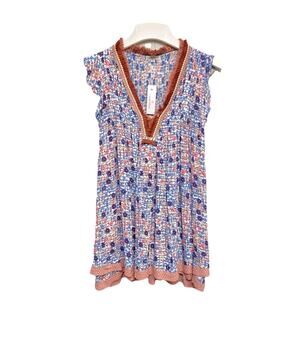 Poupette St Barth Kids Sasha Dress Blue Bloom Lace Trim XL NWT